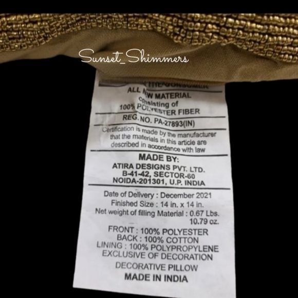 PACIFIC Paradise GOLD Green Teal Aqua Beaded Palm Leaf Pier 1 Style Pillow Decor - Picture 12 of 13